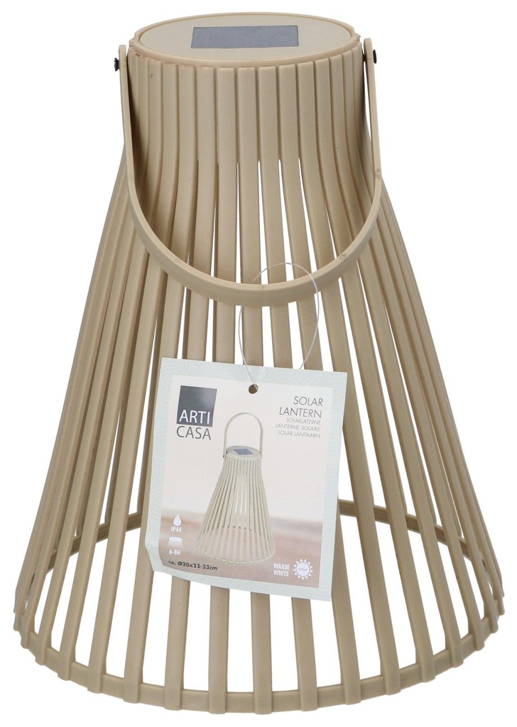 ARTICASA Solar Garden Lantern Beige Ø20xh24cm