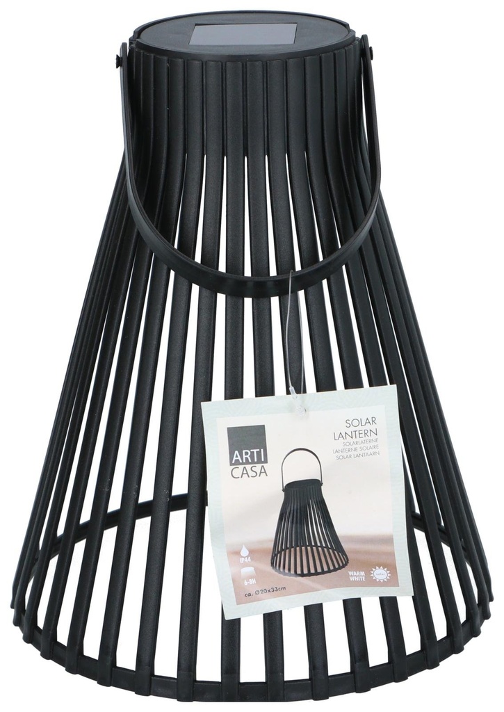 ARTICASA Solar Lantern Black Ø20xh24cm
