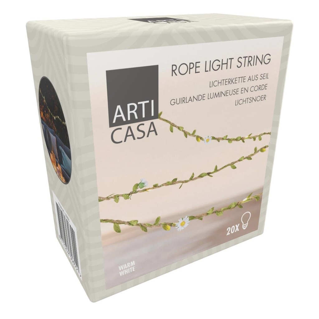 ARTICASA Rope Light String 200cm 20L Warm White