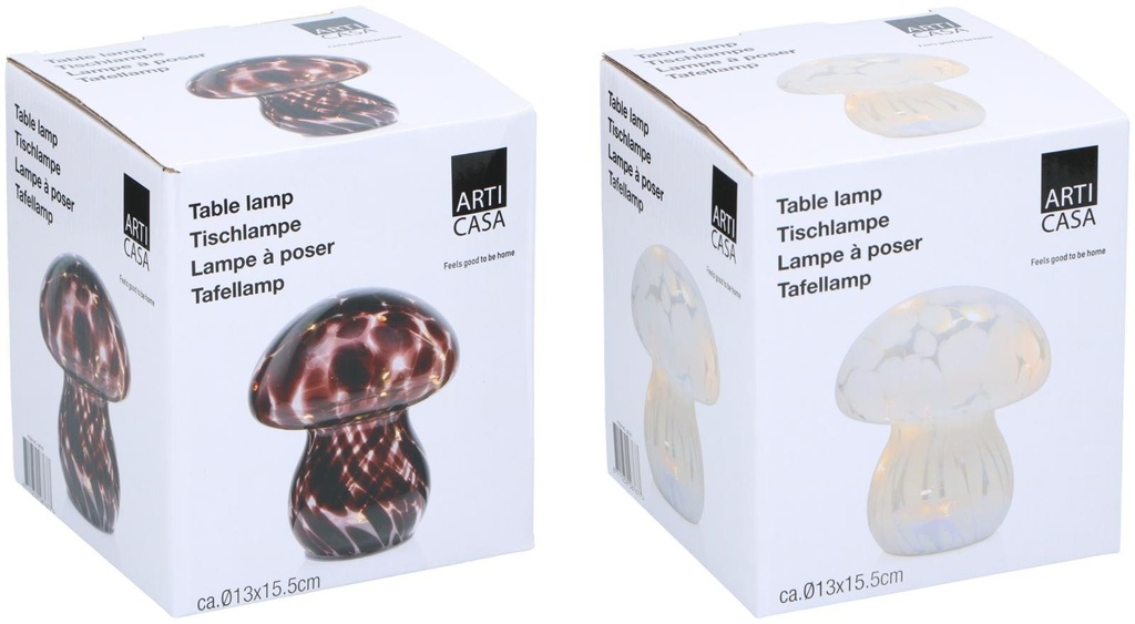 ARTICASA Table Lamp Mushroom Glass Ø13x15.5cm