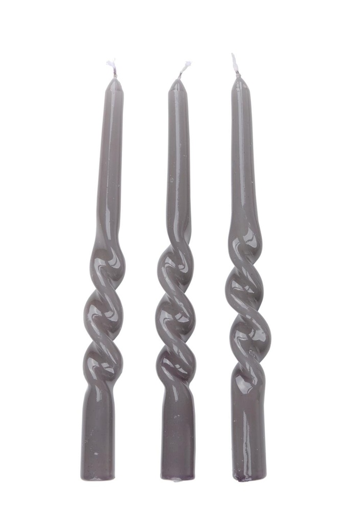 ARTICASA Glossy twisted dinner candle grey