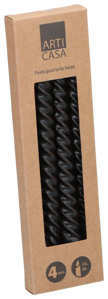 ARTICASA Twisted dinner candle black