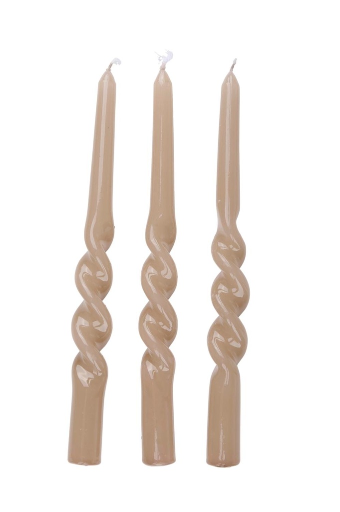 ARTICASA Twisted Dinner Candle Beige Glossy