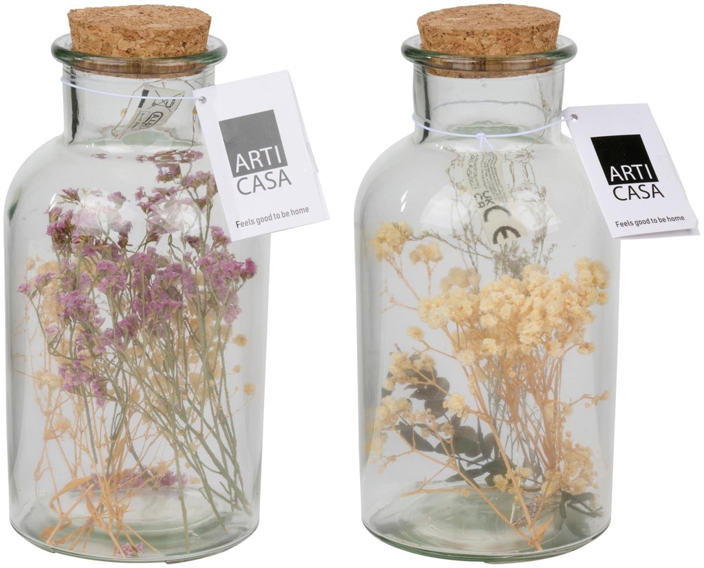 [871125250023] ARTICASA Glass Vase With Dried Flowers And LED