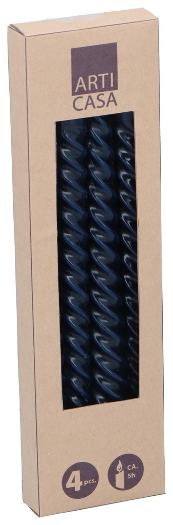 ARTICASA Twisted dinner candle dark blue