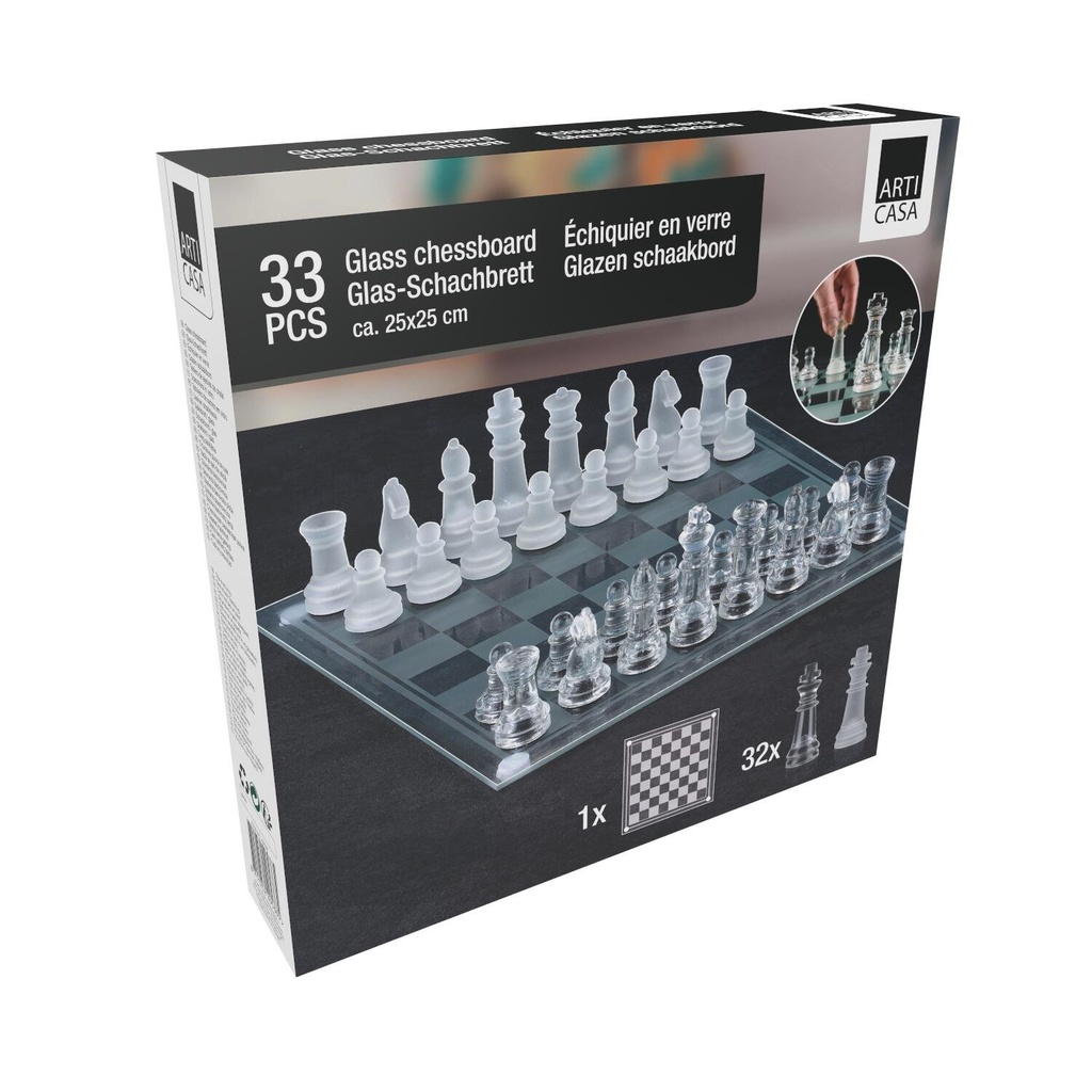 ARTICASA Glass Chessboard 25x25cm