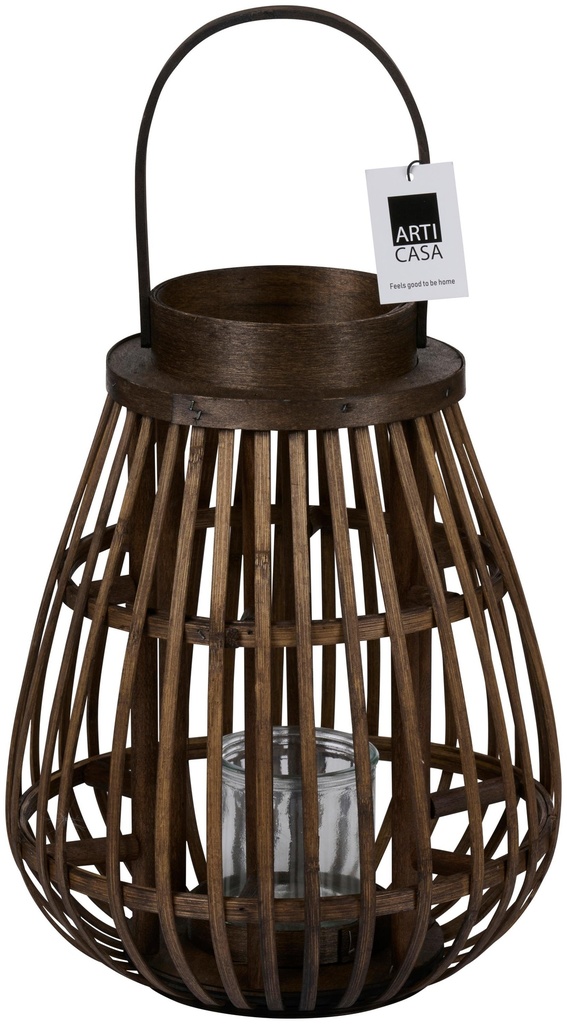 [871125255929] ARTICASA Lantern Brown With Glass Holder