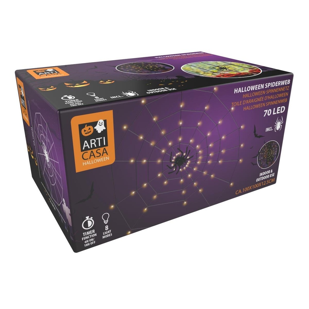 ARTICASA Halloween Spiderweb LED with Timer