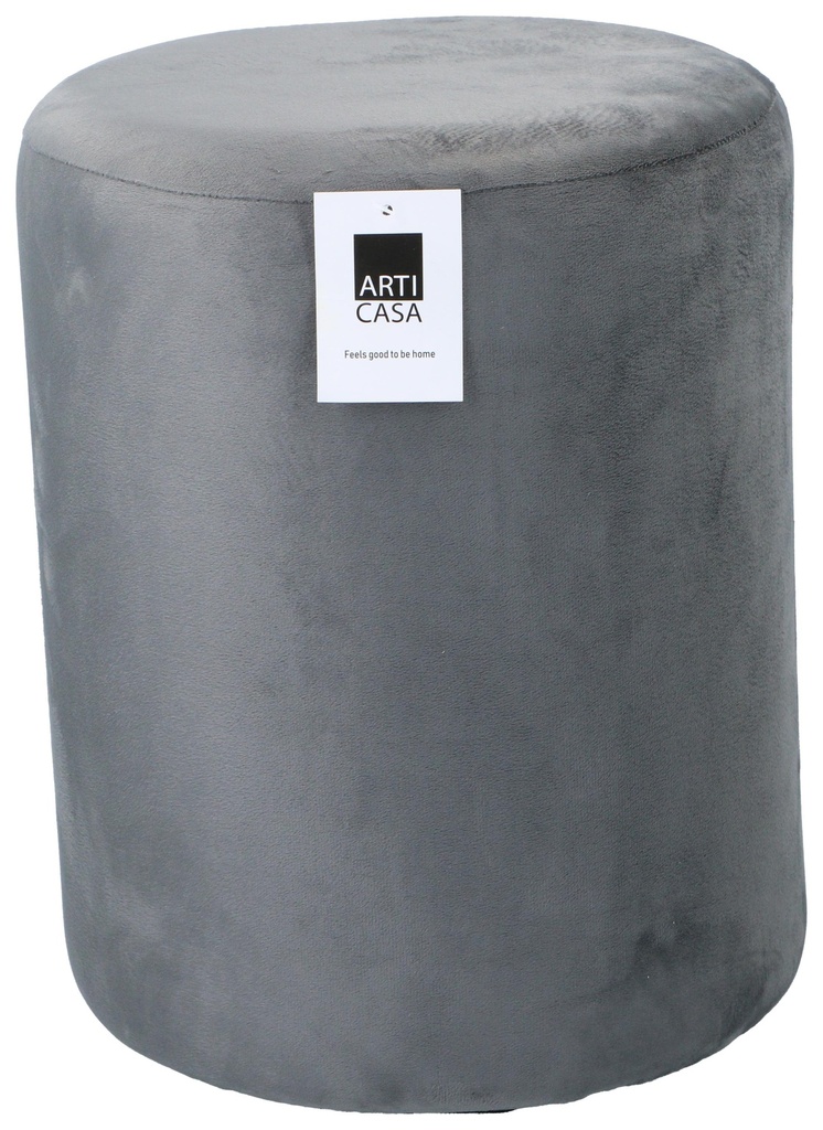 ARTICASA Stool velvet grey Ø28x36cm