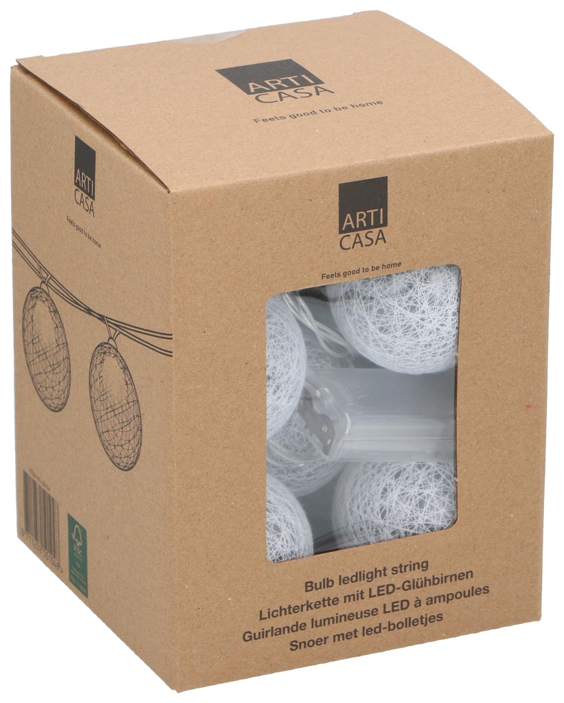 ARTICASA LED Light String 10 Bulbs Ø6x200cm