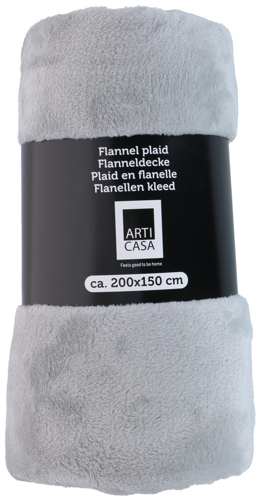 [871125225614] ARTICASA Plaid Flannel Light Grey 200x150cm