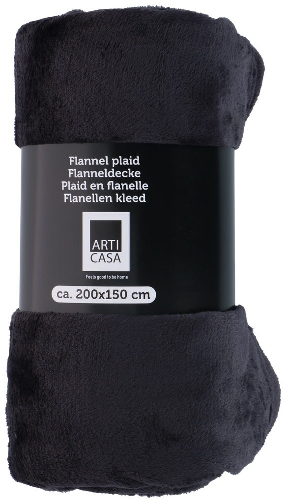 [871125225617] ARTICASA Plaid flannel dark grey 200x150cm