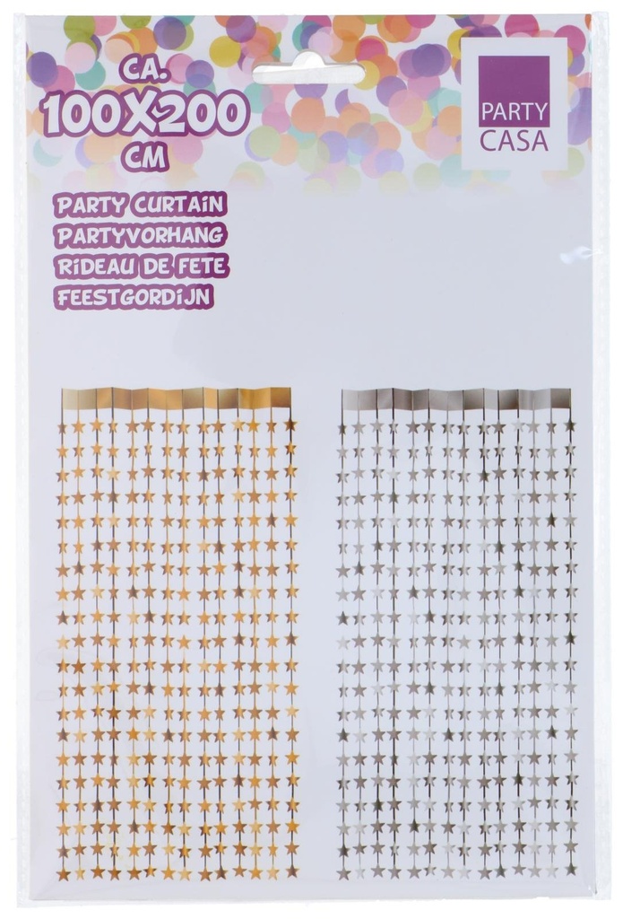 ARTICASA Party Curtain Stars Gold/Silver 100x200cm