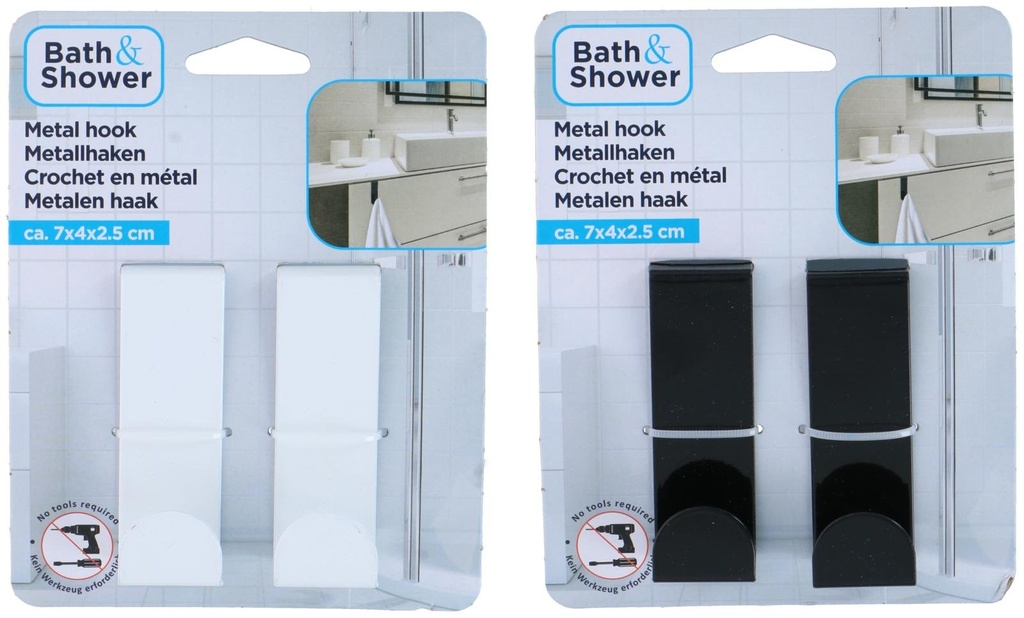 BATH & SHOWER Metal Hook 7.4x2.5cm Black and White