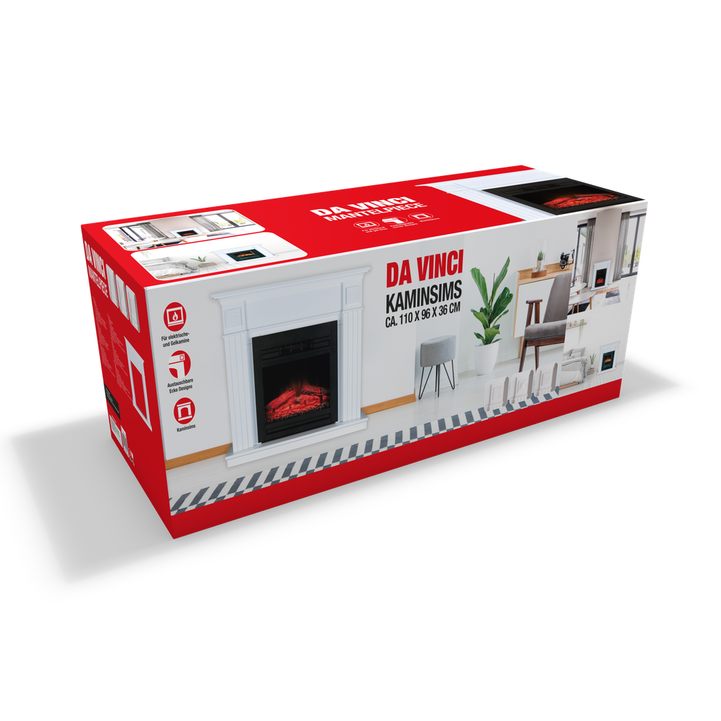 CLASSIC FIRE Classic Mantelpiece Da Vinci White 110x36x96cm