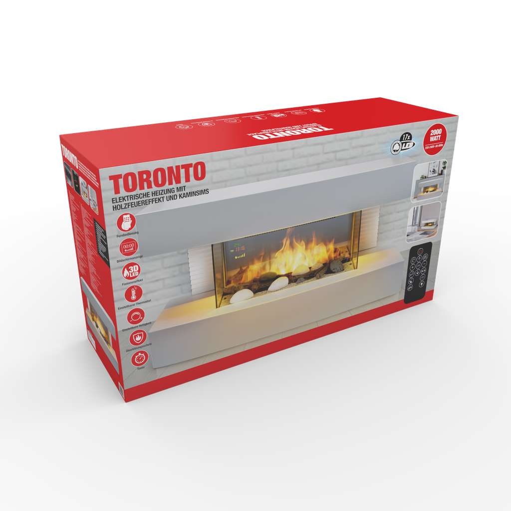 CLASSIC FIRE Wall Heater Toronto with 17 LEDs and Timer