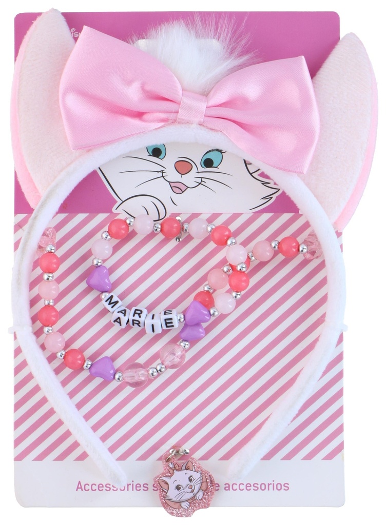 DISNEY Children's pink cat ear headband set 4pcs