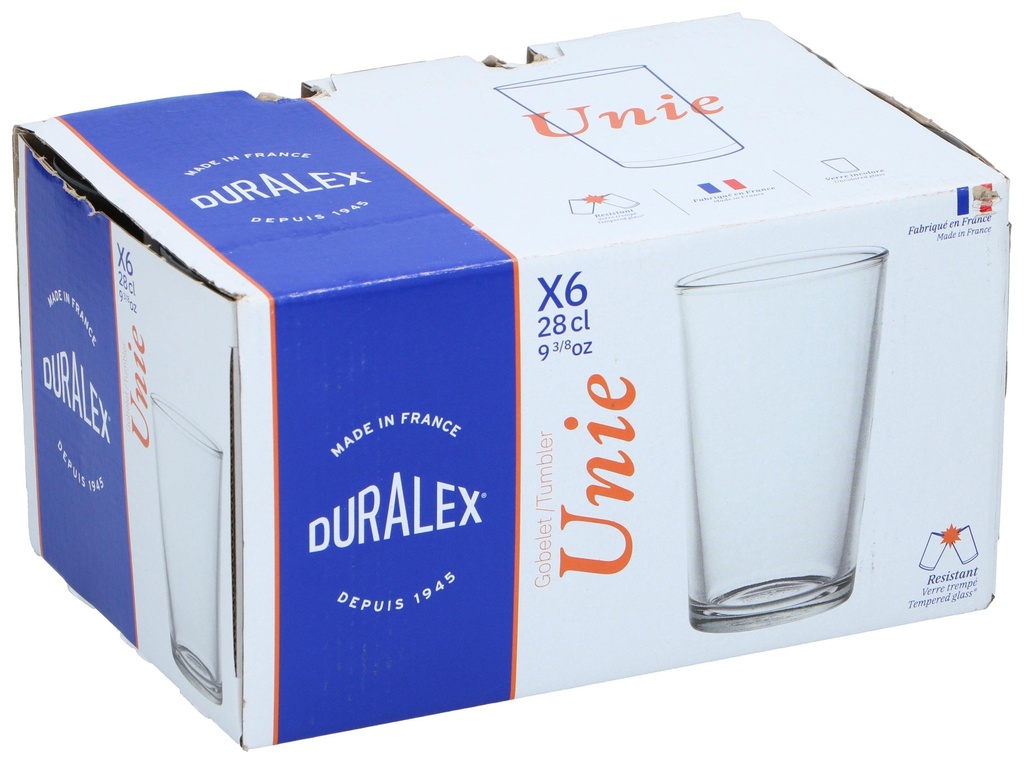 DURALEX Tempered Glass Tumbler Set 280ml 6pcs