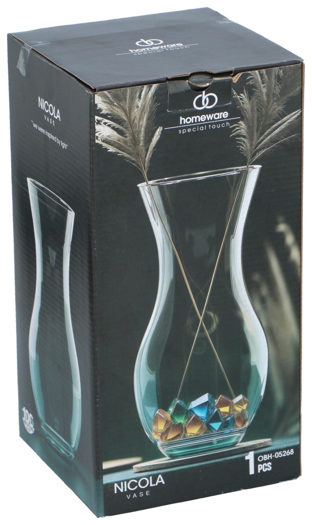 HOMEWARE Vase Nicola Ø14x26cm clear glass