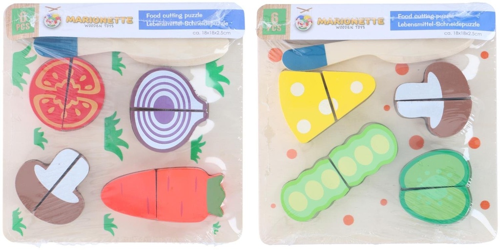 MARIONETTE WOODEN TOYS Food Cutting Puzzle Vegetables 18x18cm