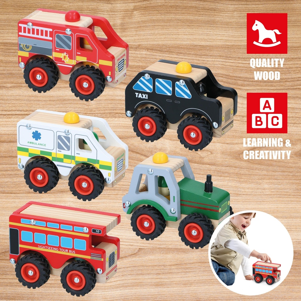 [871125218407] MARIONETTE WOODEN TOYS Wooden Toy Car 12.5cm