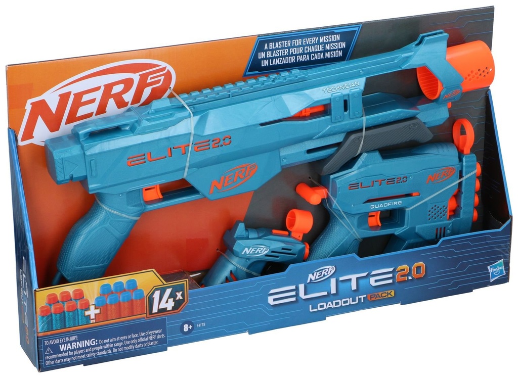 NERF Elite 2.0 Loadout Pack – 3 Blasters & 14 Darts