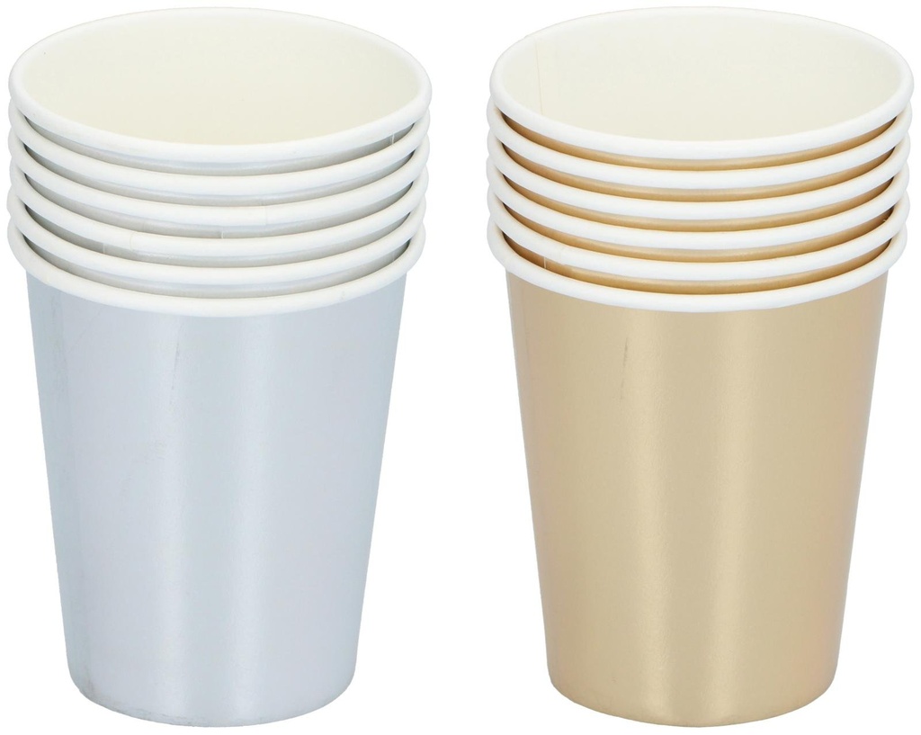 [871125224639] PARTY CASA Metallic Party Cup 220ml Gold/Silver