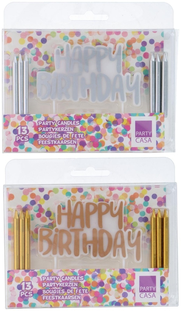 PARTY CASA Birthday Candles Happy Birthday with Holders