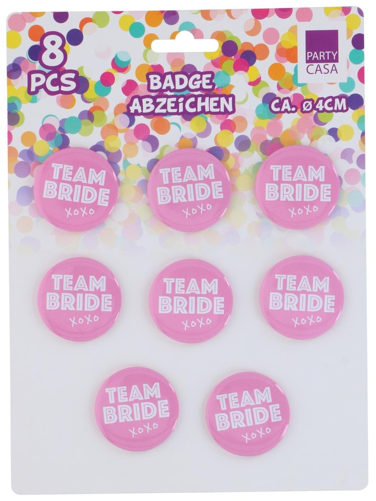 PARTY CASA Badge Team Bride Pink Ø3.8cm