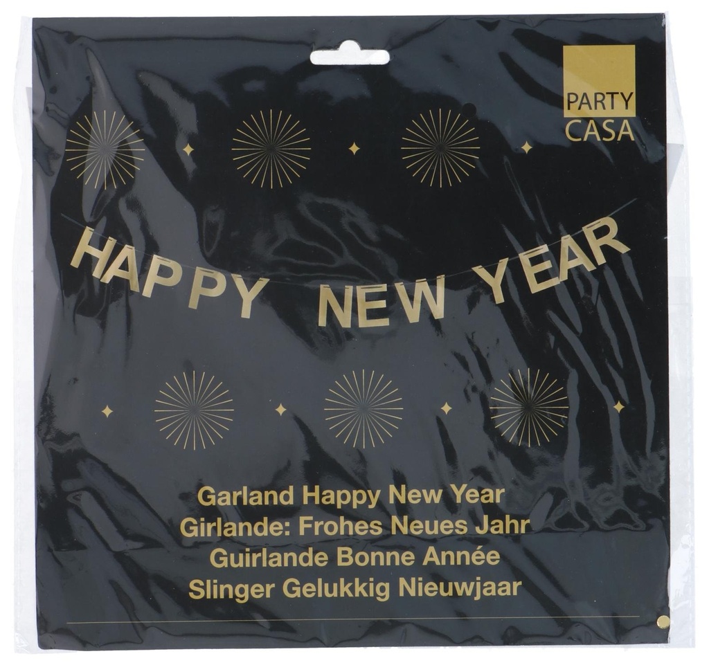 [871125225972] PARTY CASA Happy New Year Garland Gold 3m