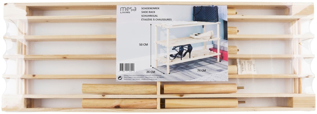 [871366704312] Shoe Rack 3-Tier 74x26x50cm