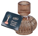 Ribbed Glass Dinner Candle Holder