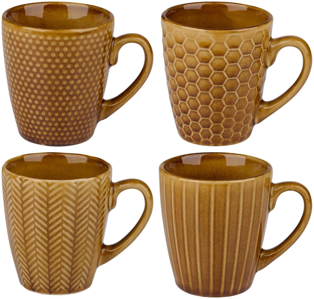 Mug ocher 200ml with relief pattern