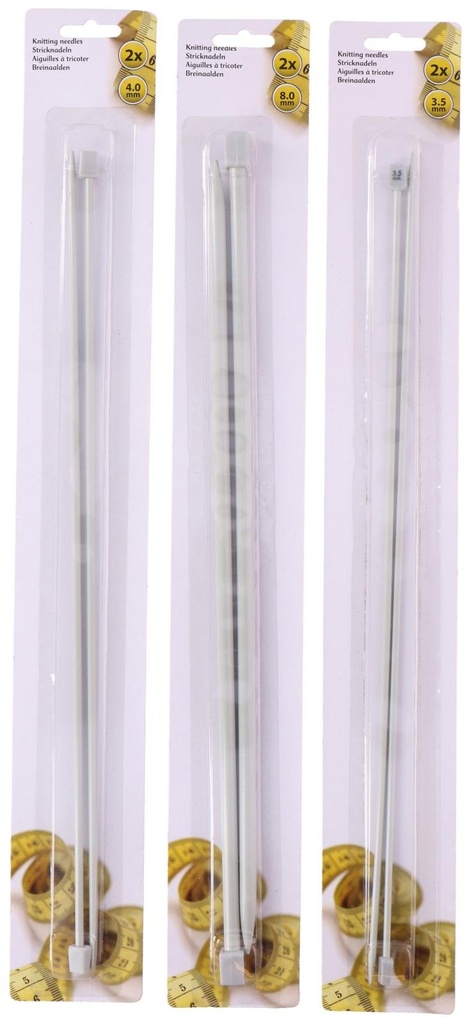 Knitting Needles 39.5cm Sizes 3.5-8mm