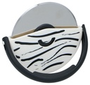Zebra-print pizza cutter with ergonomic handle