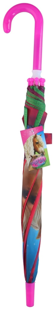 Children's Pink Handle Umbrella with Horse Design