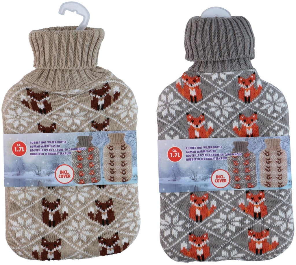 Hot Water Bottle 1.7L with Knit Cover