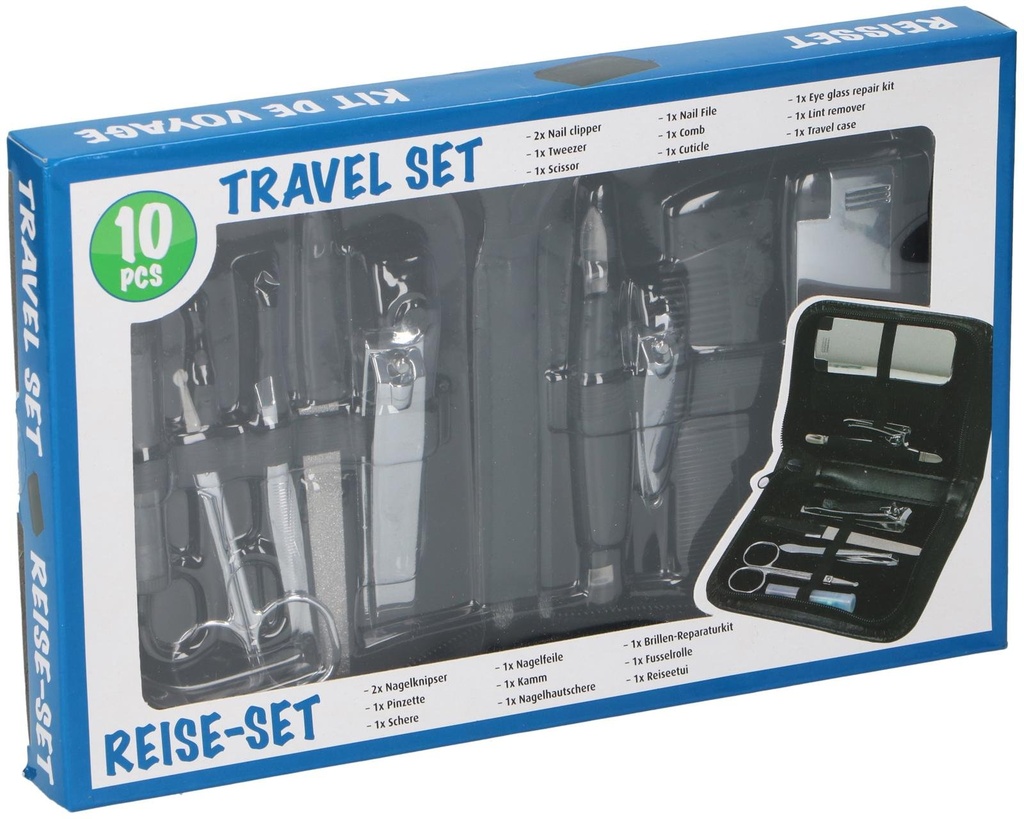 [871125254170] Manicure Set With 10 Grooming Tools Pouch