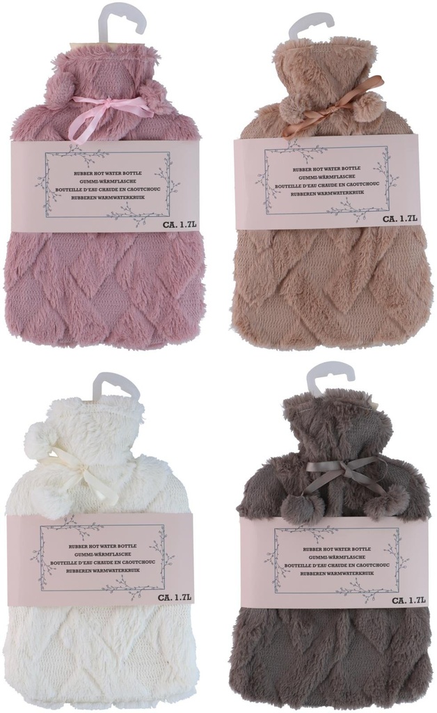 Hot Water Bottle 1.7L Plush Cover