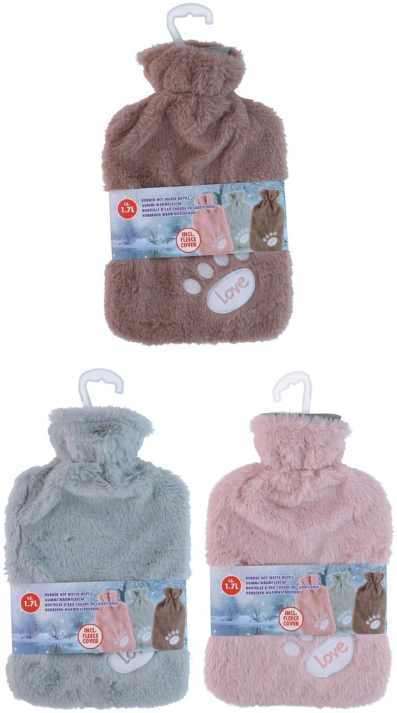 Hot Water Bottle 1.7L Fleece Cover