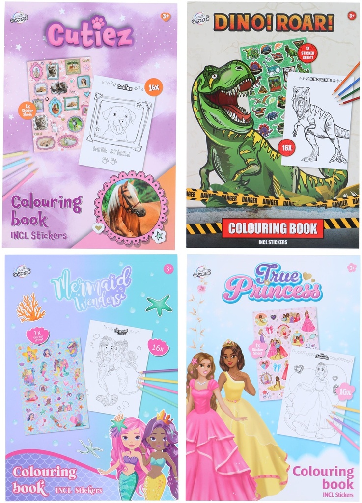 Colouring Book A4 with Stickers 16 Pages