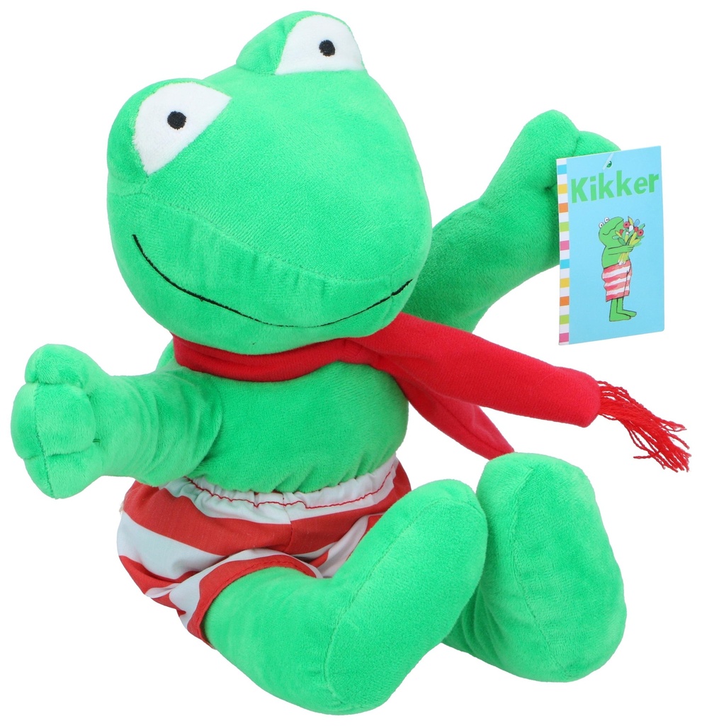 Green Plush Frog Toy with Scarf