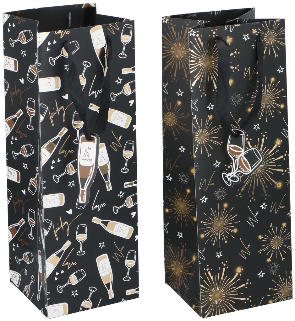 Gift Bag Bottle Black Gold
