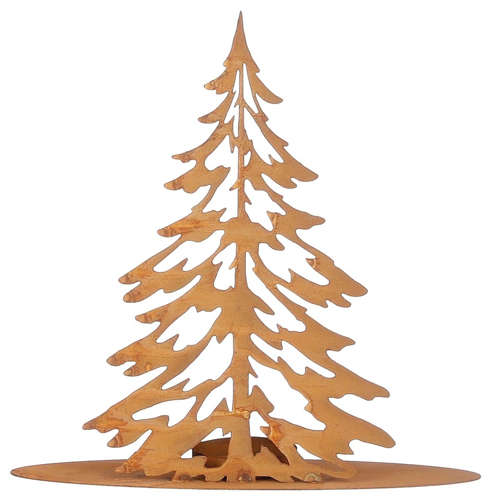[872036221236] CHRISTMAS GIFTS Candle Holder Tree Rust 20x6x20.5cm