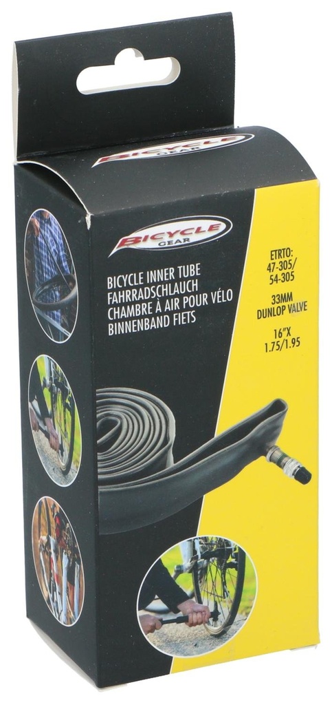 BICYCLE GEAR Bike Inner Tube 16x1.75/1.95 DV