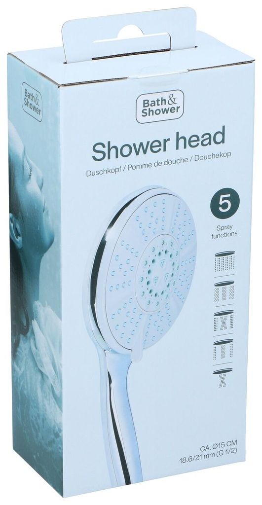 BATH & SHOWER Shower Head 5 Functions Ø15cm