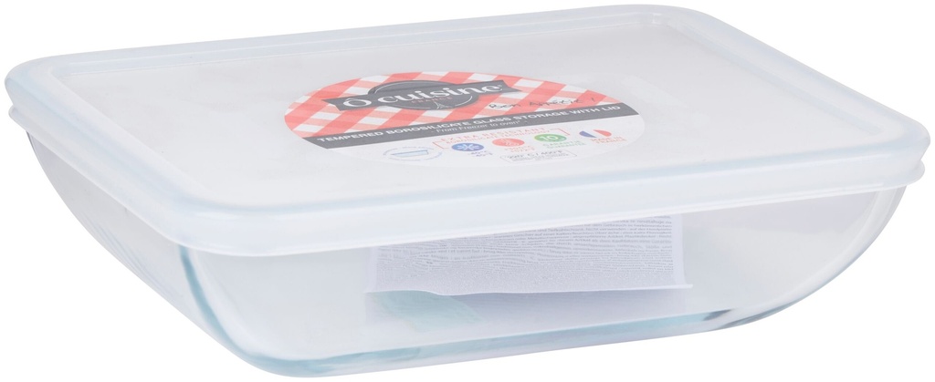 UNBRANDED Rectangular Glass Storage Dish with Lid 1.3L