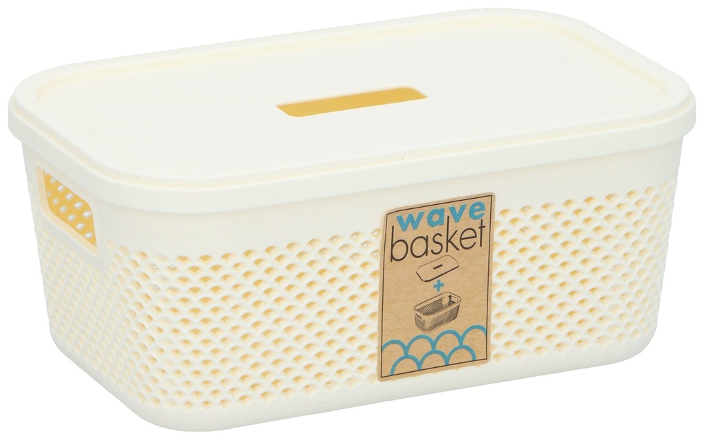 PLAST1 Wave Storage Basket with Lid 0.6L