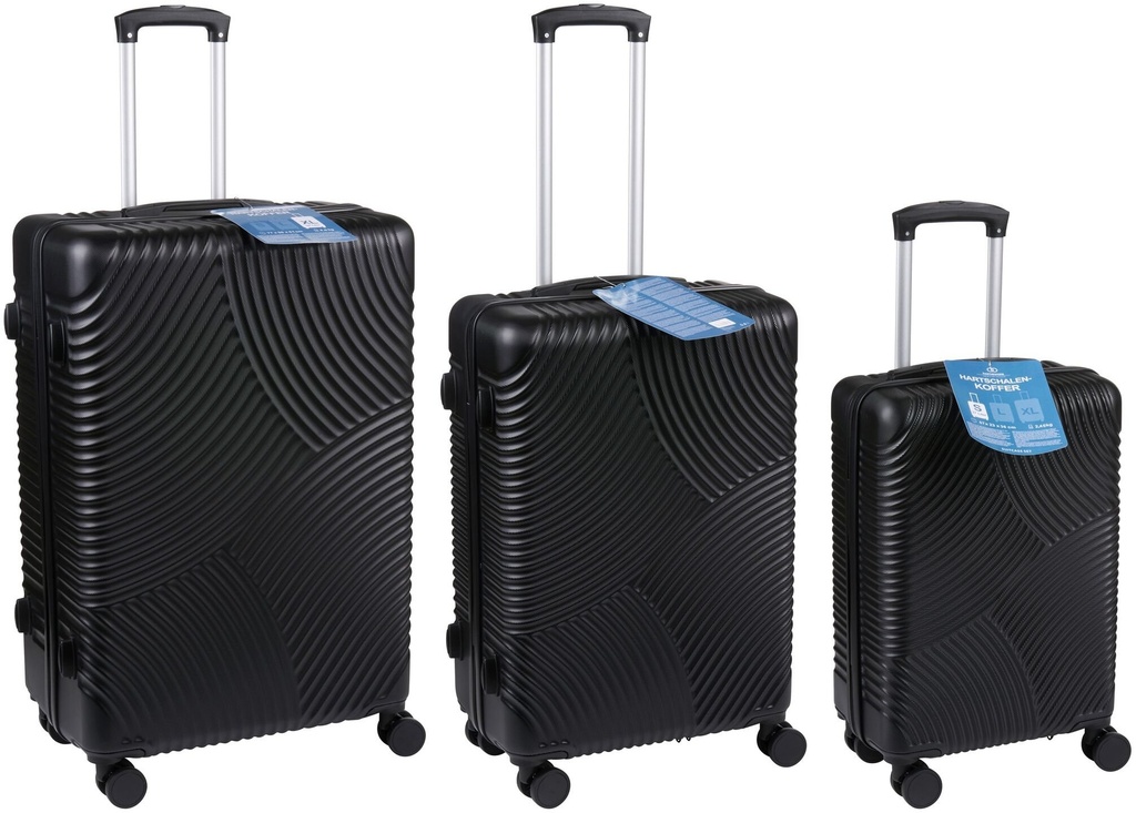 UNBRANDED 3-piece black hard-shell suitcase set