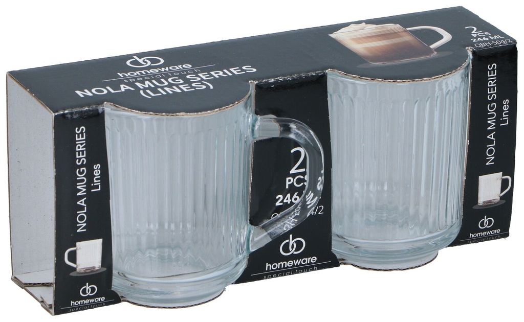 HOMEWARE Glass Nola LIN 246ml 2pcs